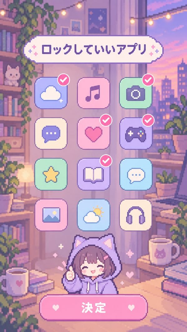 ロックしていいアプリを選ぶ画面