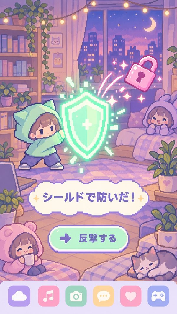 シールドで攻撃を防ぐ画面
